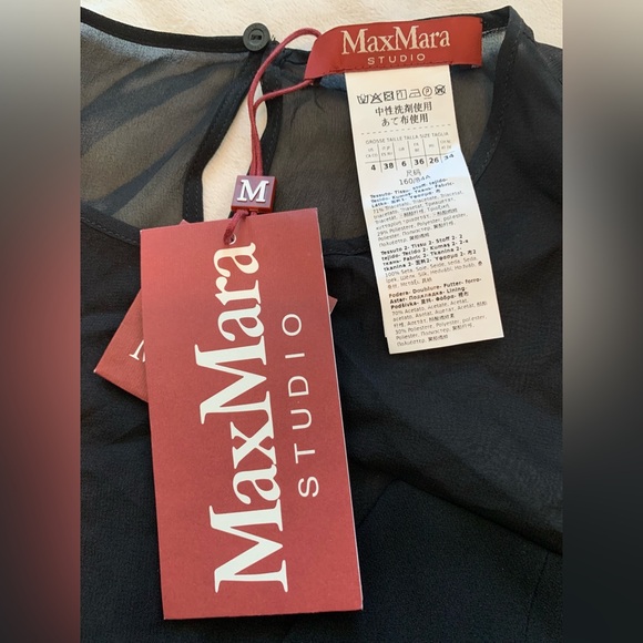 Max Mara Studio Asturie Mixed Media Black Belted Dress size 4 NWT - Picture 12 of 15